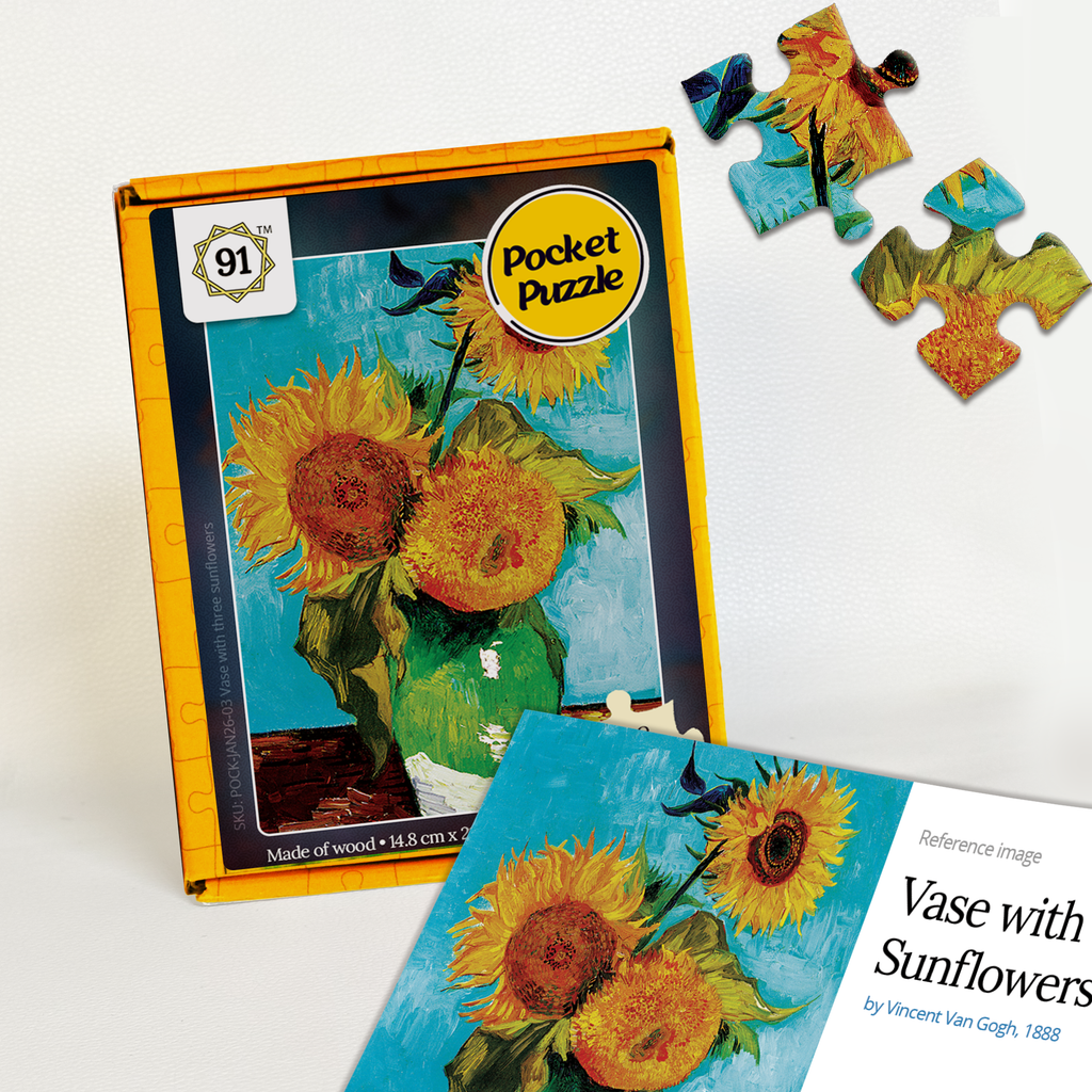 Vase with Three Sunflowers (1888) Pocket Puzzle