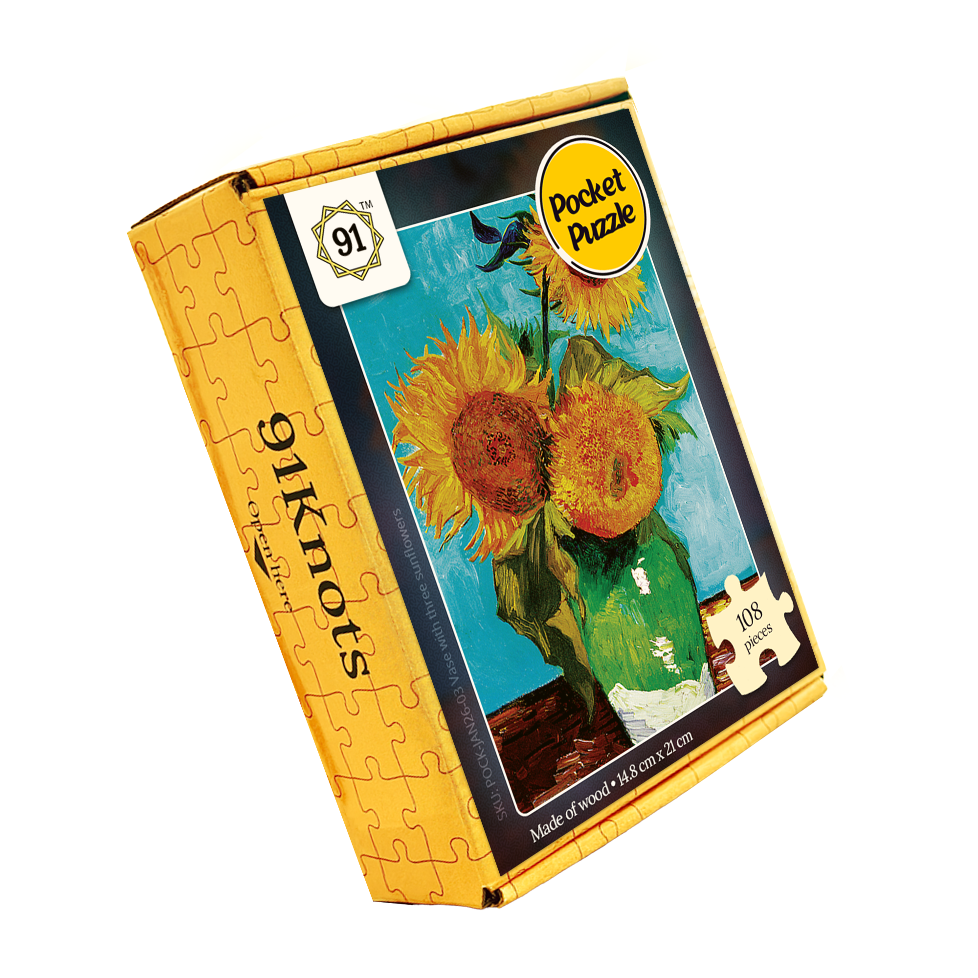 Vase with Three Sunflowers (1888) Pocket Puzzle