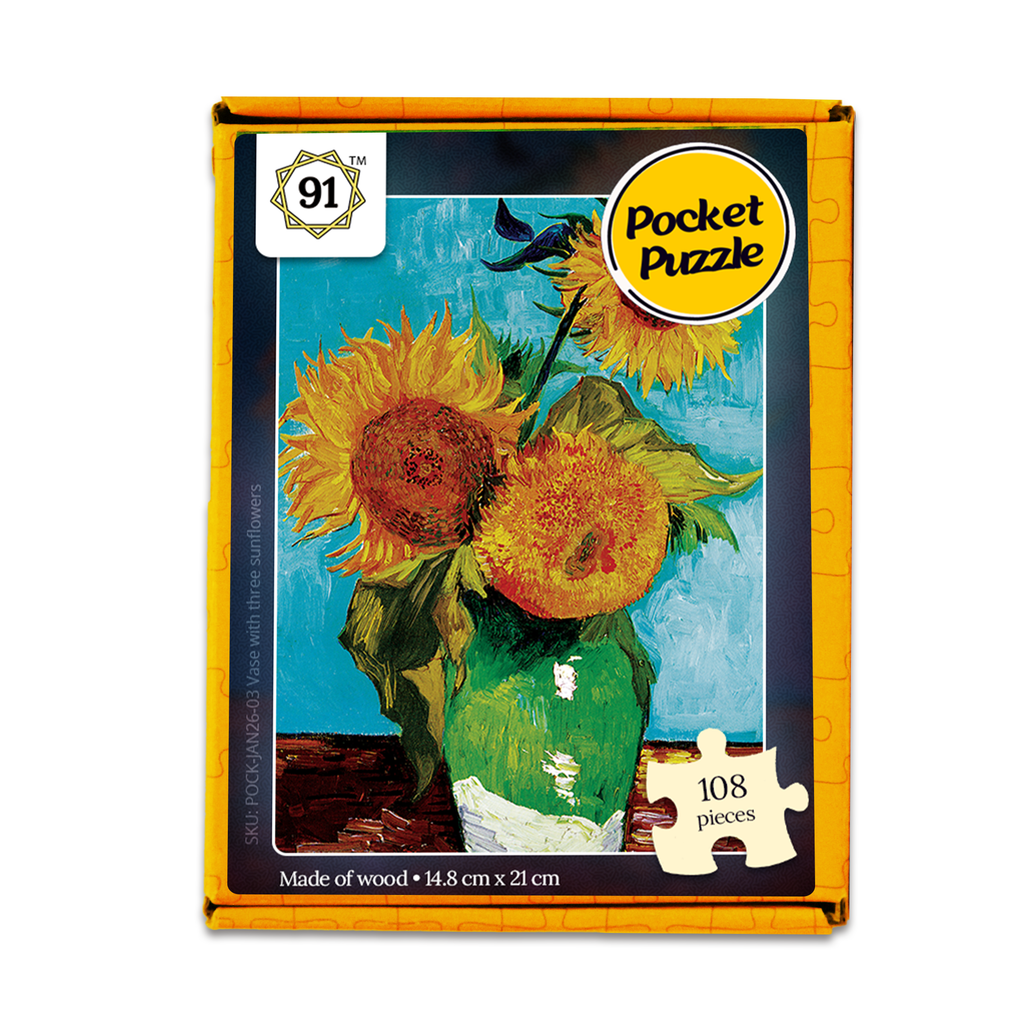 Vase with Three Sunflowers (1888) Pocket Puzzle