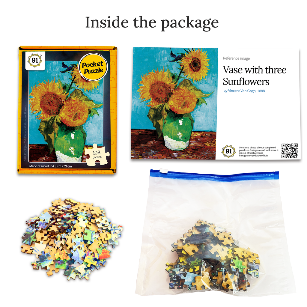 Vase with Three Sunflowers (1888) Pocket Puzzle