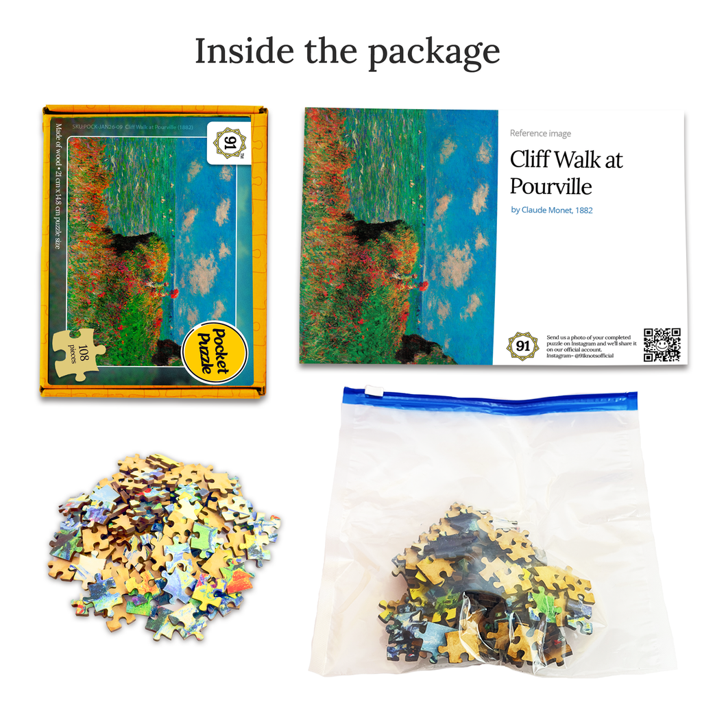 Cliff Walk at Pourville (1882) Pocket Puzzle