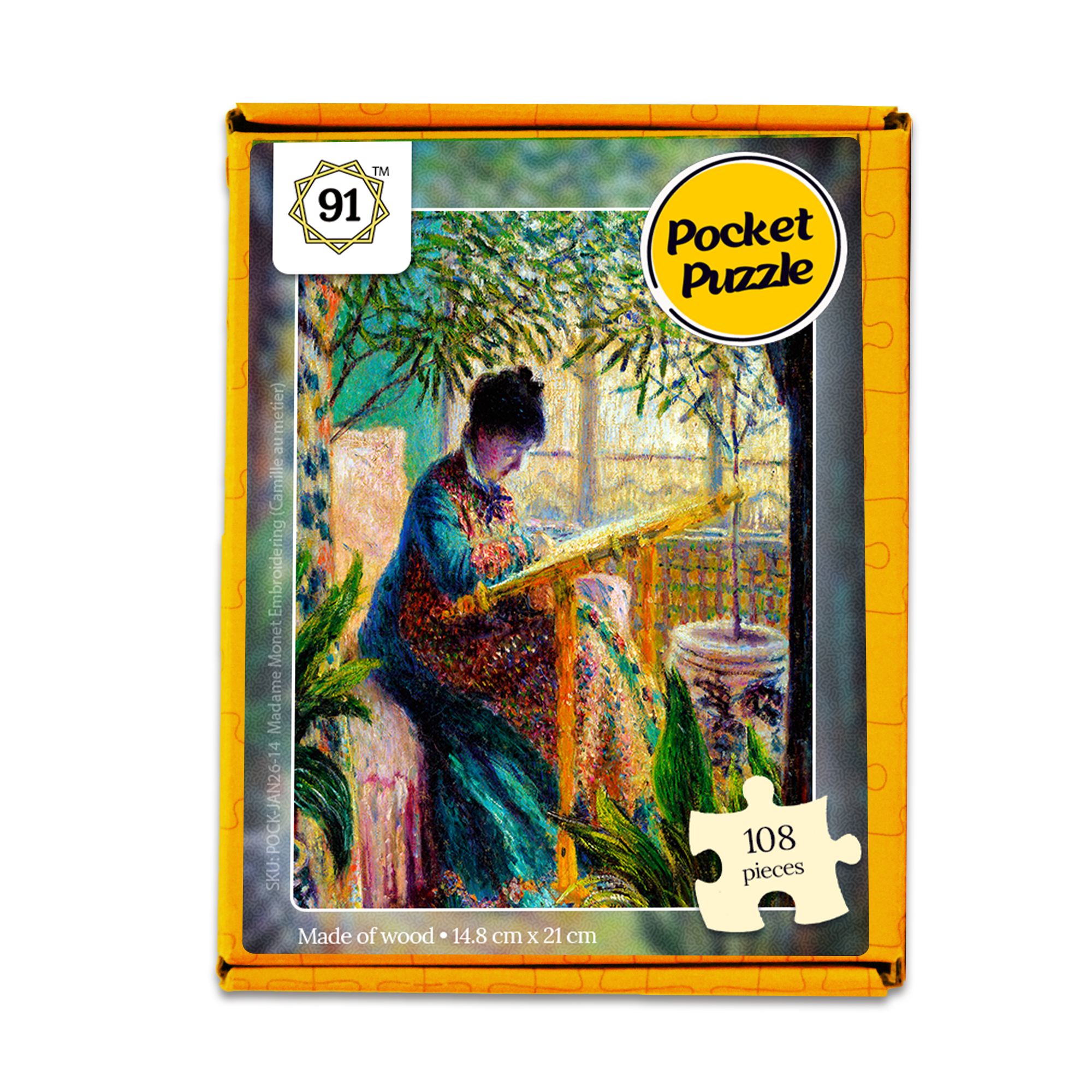 Madame Monet Embroidering (Camille au métier) Pocket Puzzle