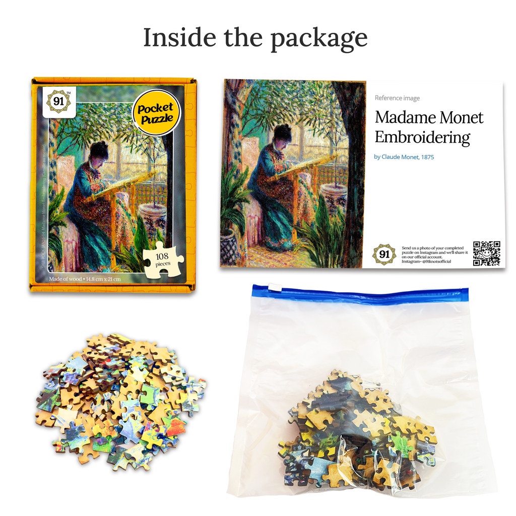 Madame Monet Embroidering (Camille au métier) Pocket Puzzle