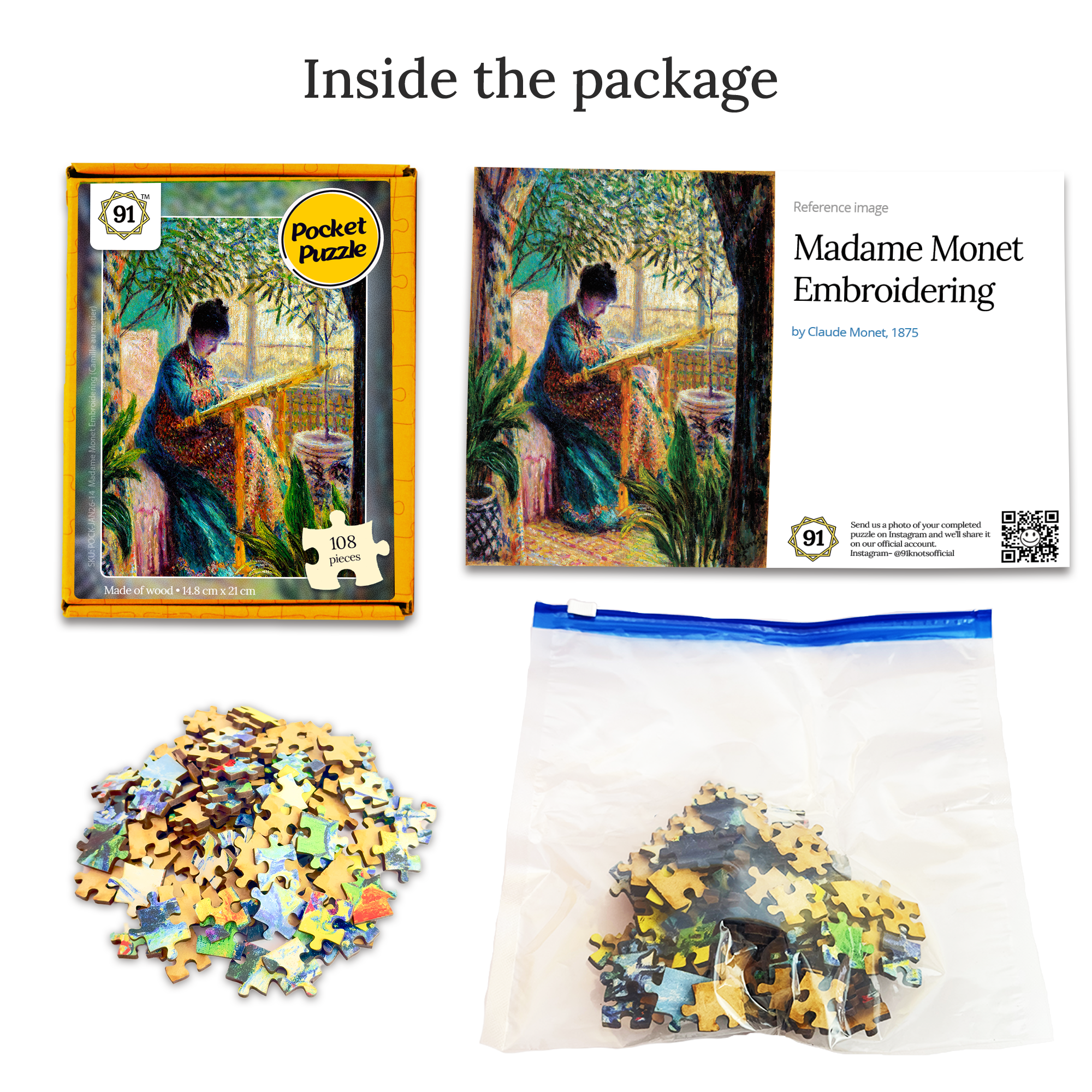Madame Monet Embroidering (Camille au métier) Pocket Puzzle