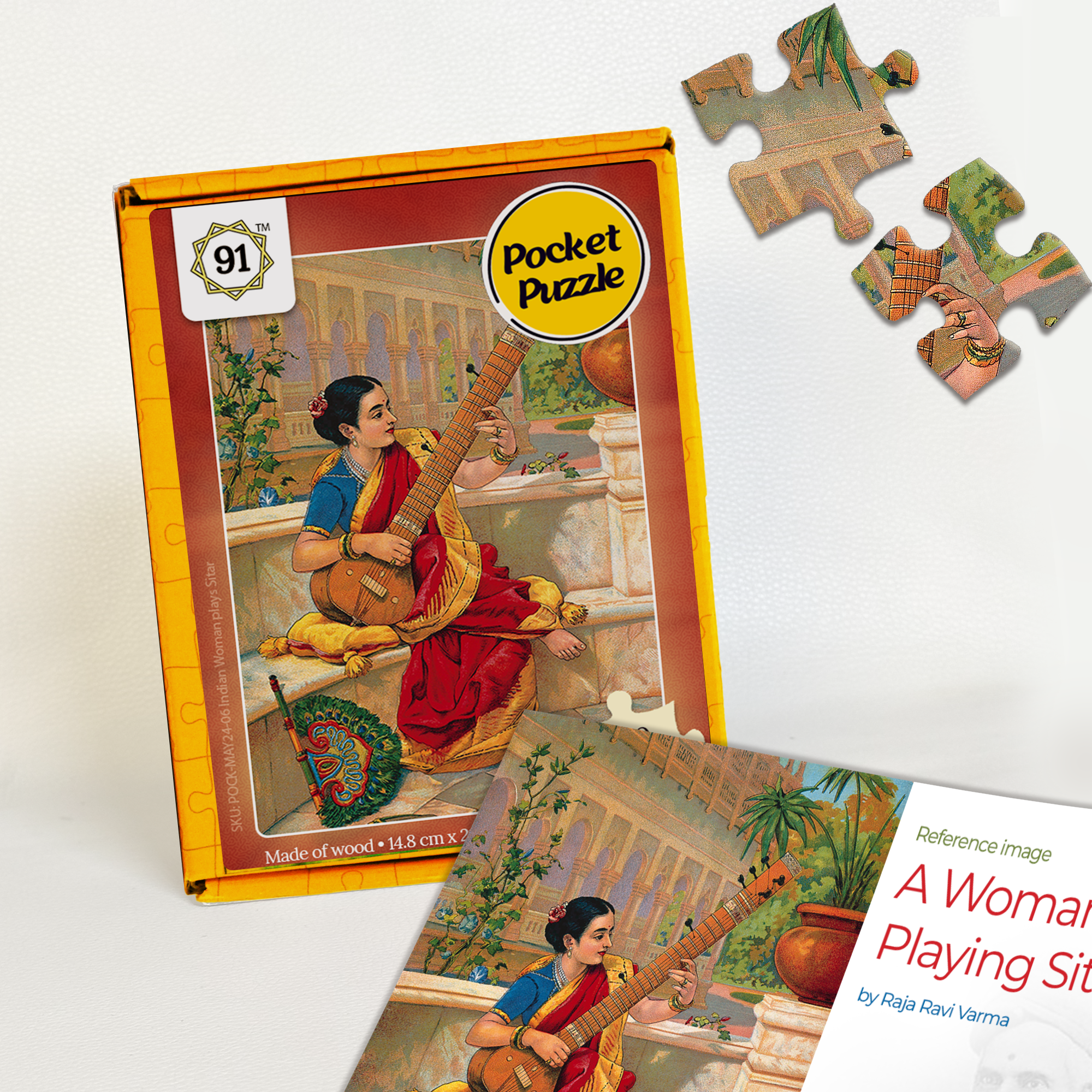 Indian woman plays a sitar Pocket Puzzle