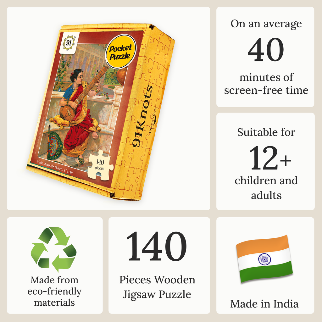 Indian woman plays a sitar Pocket Puzzle
