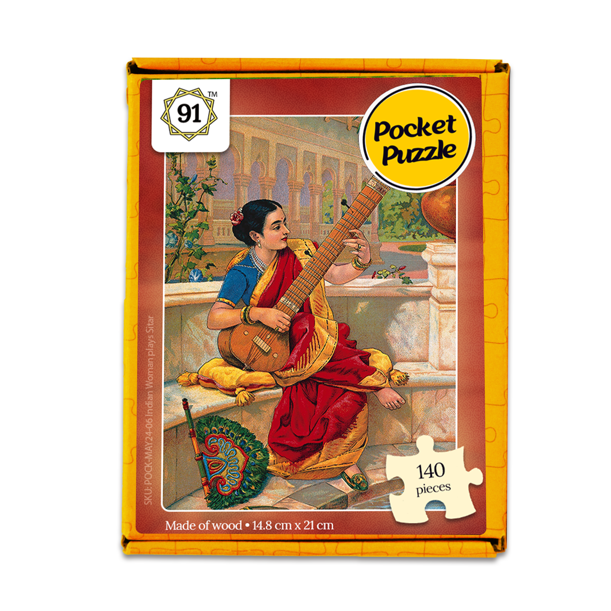 Indian woman plays a sitar Pocket Puzzle