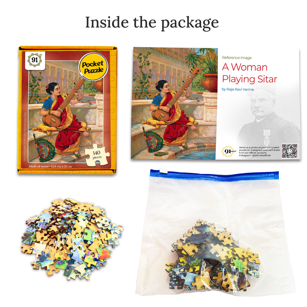 Indian woman plays a sitar Pocket Puzzle