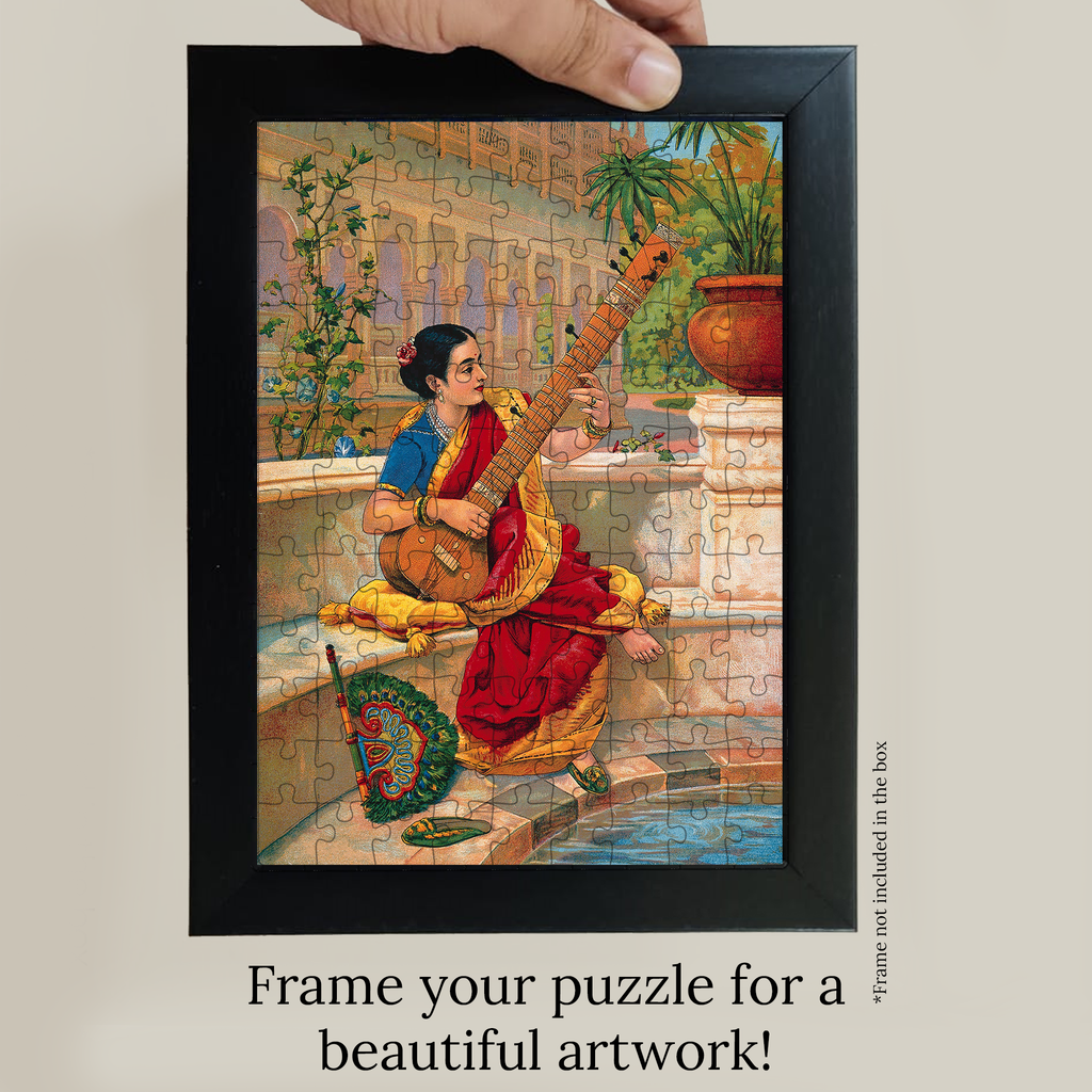 Indian woman plays a sitar Pocket Puzzle