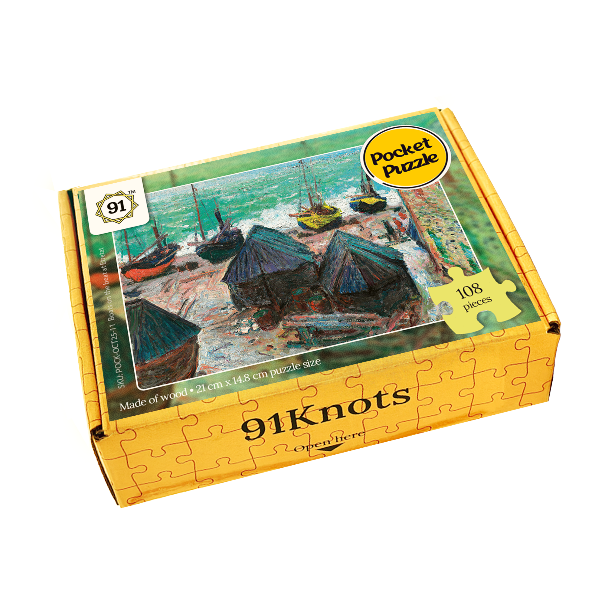 Boats on the Beach at Étretat (1885) Pocket Puzzle