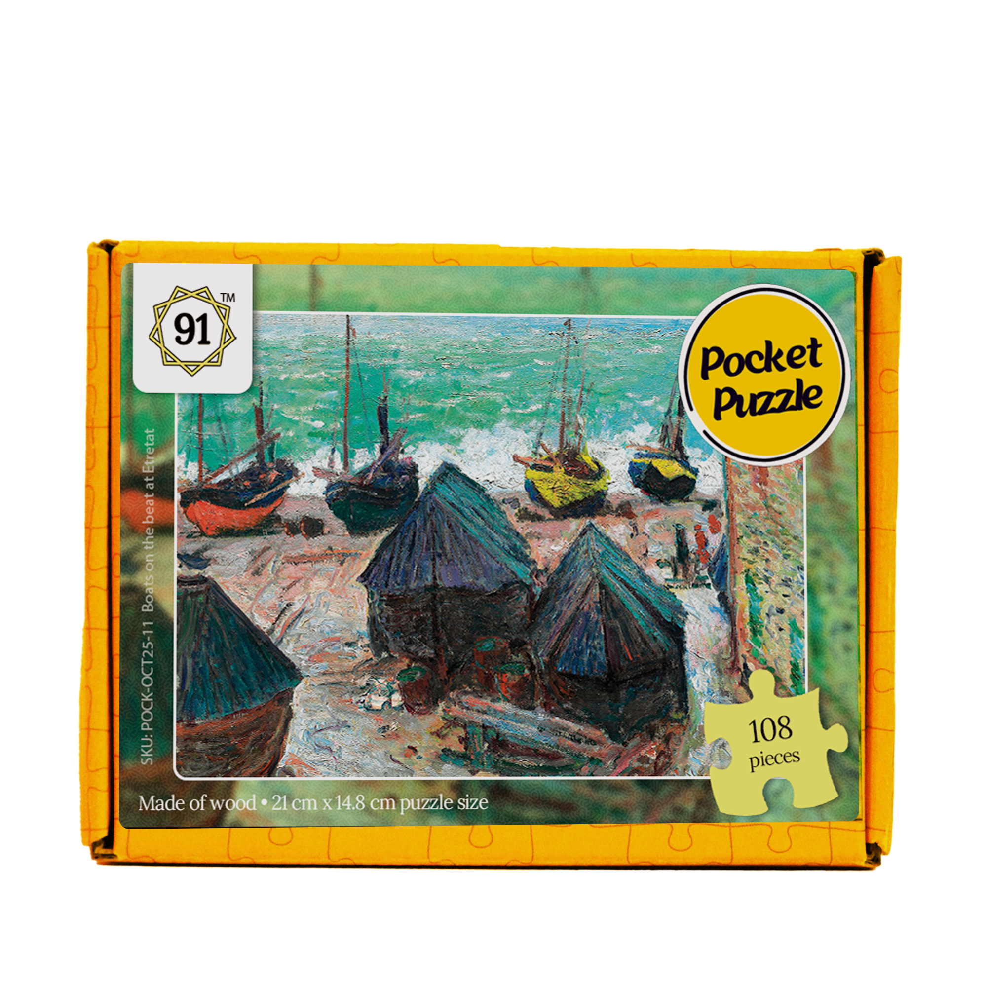 Boats on the Beach at Étretat (1885) Pocket Puzzle
